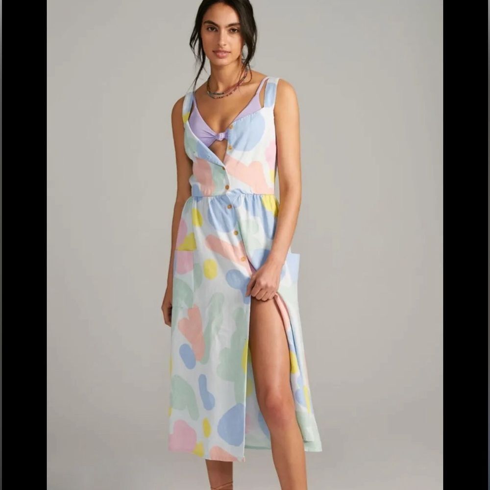 Anthropologie Bobo Choses Linen Buttonfront Maxi Sundress Large